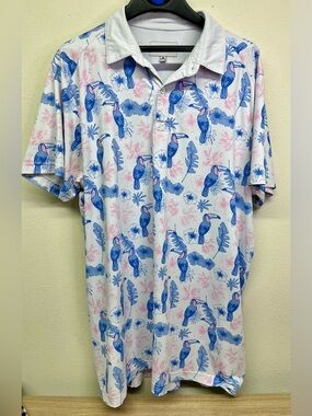 Tipsy Elves Mens White Toucan Tango Hawaiian Shirt Size X-Large
